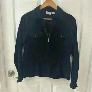 Sonoma Black Corduroy Full Zip Jacket Ladies size Small